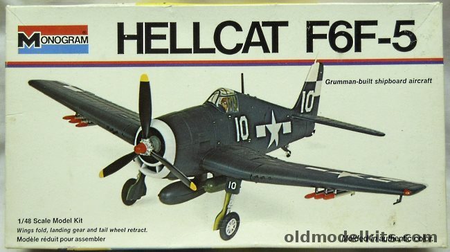 Monogram 1/48 Grumman F6F-5 Hellcat - Plus Micro Scale 48-8 Decals - White Box Issue, 6832 plastic model kit